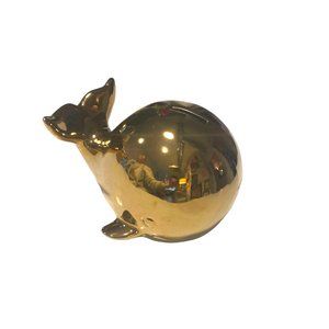 Brass Colored Ceramic Whale Piggy Bank